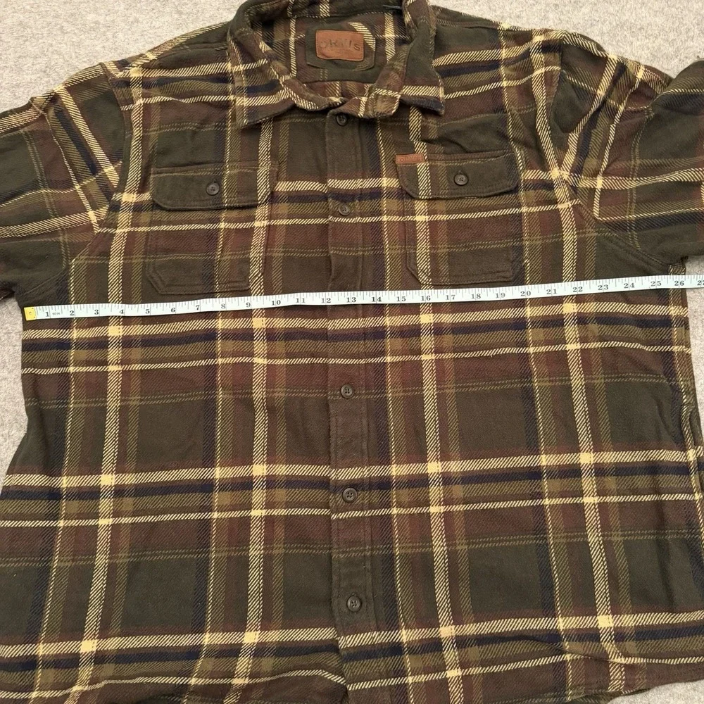ORVIS Men's Heavy Weight Flannel Brown Plaid Pockets Outdoors Workwear XXL